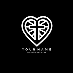 heart and cross icon logo. vector combination of heart and Christian cross. suitable for application icons, churches, etc.