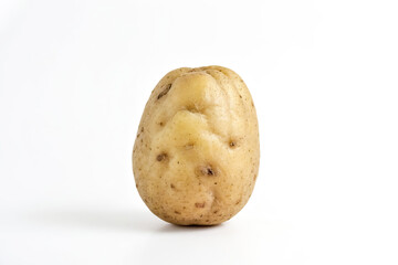 Single potato on a white background