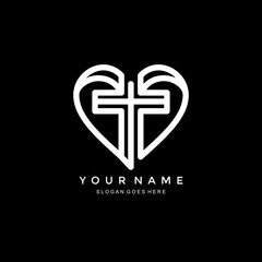 Fototapeta premium heart and cross icon logo. vector combination of heart and Christian cross. suitable for application icons, churches, etc.