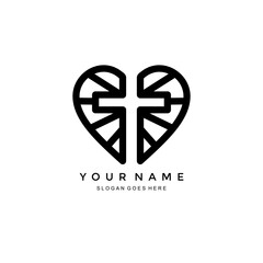 heart and cross icon logo. vector combination of heart and Christian cross. suitable for application icons, churches, etc.