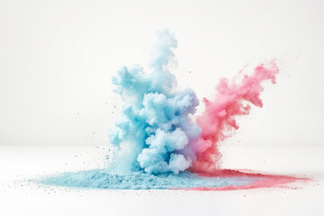 Abstract Explosion of Blue and Pink Powder