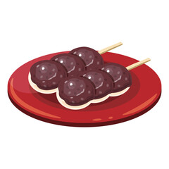 皿に盛られた粒あん団子