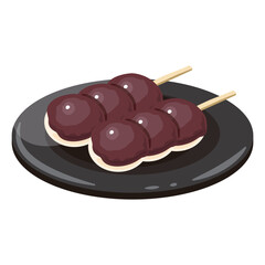 皿に盛られたこしあん団子