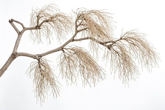 Dry Tree Branch Isolated on White Background