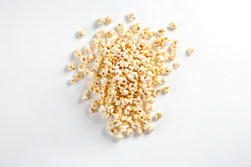 Popcorn Scattered on White Background