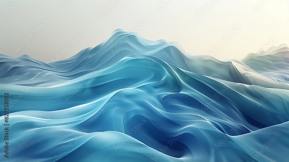 Poster smooth blue flowing abstract waves. serene abstract background featuring smooth blue flowing waves, 