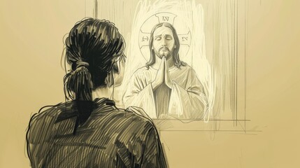 Faith and Prayer: Jesus's Image in Hospital Chapel, a Heartwarming Biblical Illustration of Spiritual Comfort