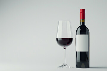 Wine bottles and glasses Placed on the table.