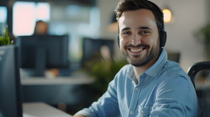 Obraz premium Happy Young Professional Enjoying Successful Career in Modern Office