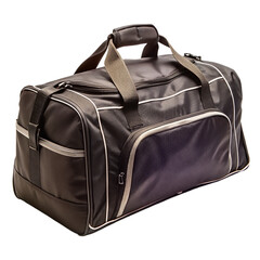 Naklejka premium A black and grey duffle bag with a handle and a zipper on transparent background