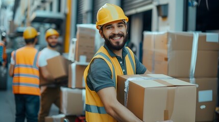 Hardworking Warehouse Team Efficiently Handling Shipping and Receiving Tasks