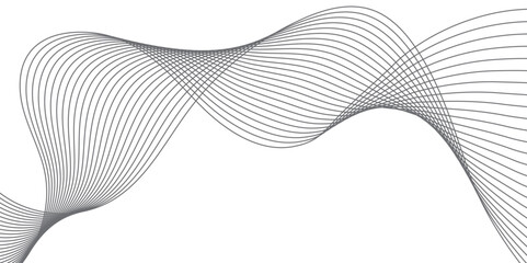 Undulate Grey Wave Swirl, frequency sound wave, twisted curve lines with blend effect. Technology, data science, geometric border. Isolated on white