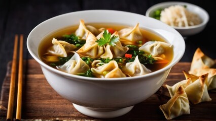 Savoring the Richness of an Asian Fusion Soup with Noodles and Soup Dumplings
