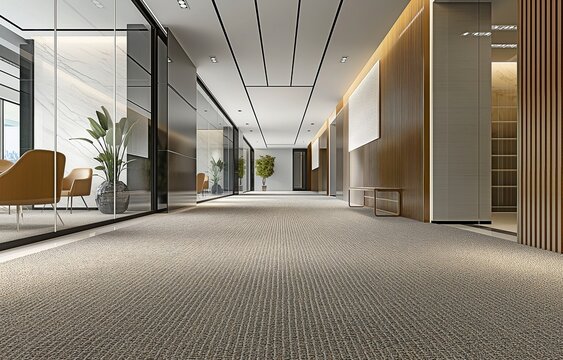 The office building's carpet was installed.