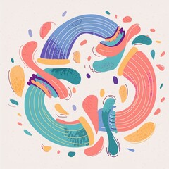 Obraz premium A mesmerizing abstract shape with fluid, interlocking curves in vibrant shades