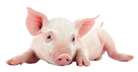 Small pink pig isolated on white background