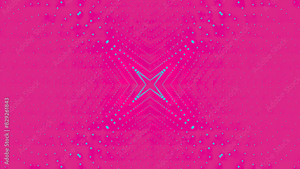 Poster Animation of moving dots in tunnel effect pattern. Animation. Dots move in stream towards center in 3D space. Immersion in pattern of dots in flow of 3D space