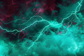 Intense lightning explosion in turquoise and maroon on a patriotic motif.