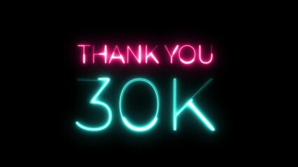 thank you 30k neon text animation