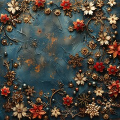 Steampunk Snowflakes a Captivating Background of Victorian-Inspired Cogs, Gears, and Snowflake Magic