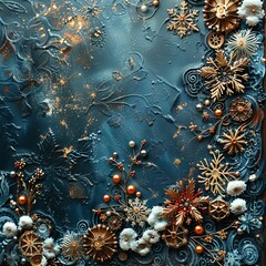 Steampunk Snowflakes a Captivating Background of Victorian-Inspired Cogs, Gears, and Snowflake Magic