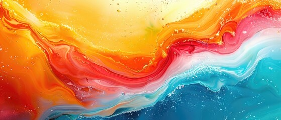 Abstract painting. Colorful swirls of paint.
