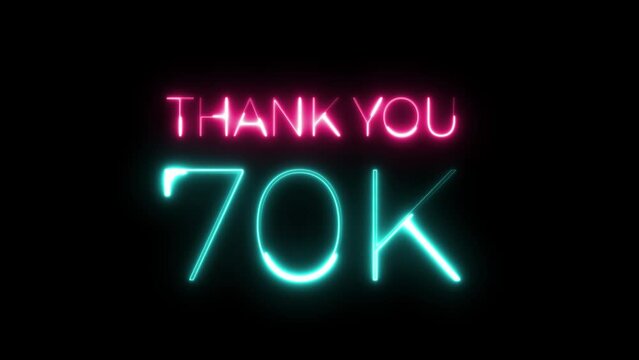 thank you 70k neon text animation