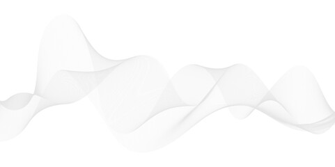 Dynamic sound wave isolated on white background.  Stylized line art background. Vector illustration. 