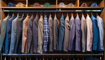 Modern store interior with racks of various men s suits