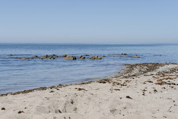 Maritime landscape of Mijas beach and sea, Malaga, Spain