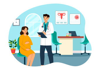 Reproduction Clinic Vector Illustration featuring Assisted Reproductive Technology, Test Tube Fertilization or Egg Cell in a Cartoon Background