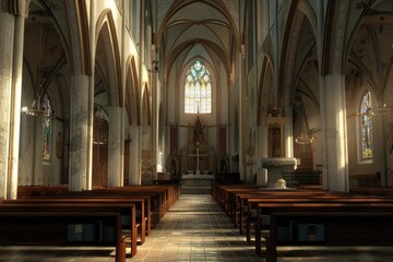 Fototapeta premium Church Cathedral Interior: Capturing the Religious and Architectural Grandeur Inside