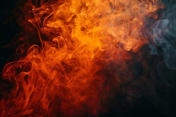 Fototapeta premium Orange and red steam on black background with space for text