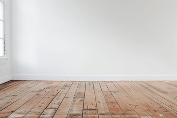 Fototapeta premium Pale wall and wooden floor