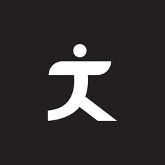T japan people kungfu abstract logo