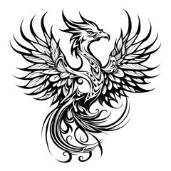 Cool simple black phonix outline tattoo