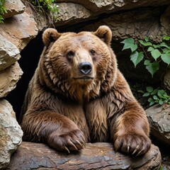 Brown Bear in Cave