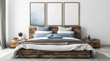 Bed on modern bedroom. copy space for text.