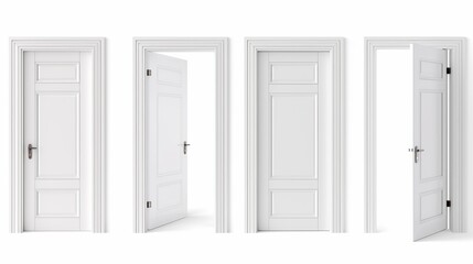 Set of home door on white background. Beautiful modern door. Image of Interior decoration. Copy space for text.