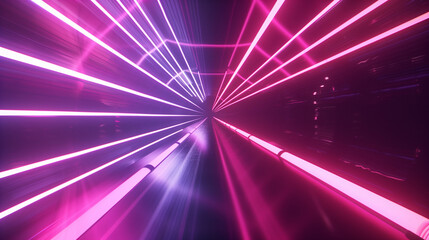 Obraz premium An infinite tunnel illusion with glowing lines and shapes moving continuously towards the viewer, creating a surreal and immersive experience with a sense of depth and motion. 