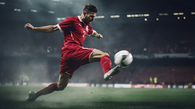 soccer player kicking ball