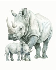 Obraz premium Family of Rhino Illustration
