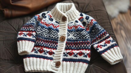 Baby cardigan with a fair isle pattern