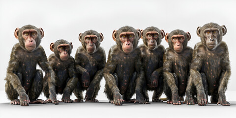 a group of monkeys on a white background.