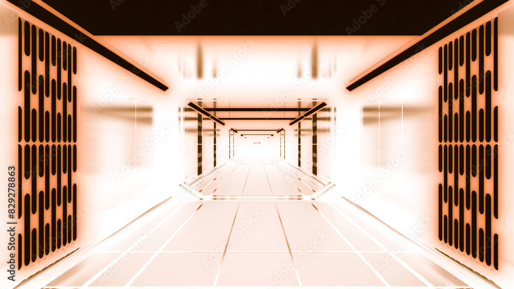 Poster 3d corridor in negative. design. 3d animation of moving corridor with white walls. psychedelic corri