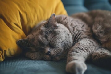 Sleeping British Short Hair cat in Edinburgh with squashed face fully relaxed