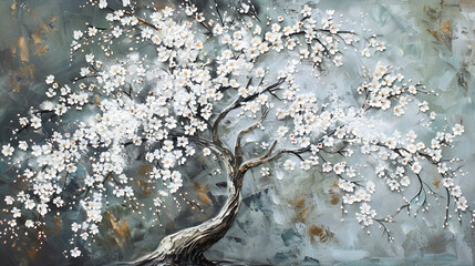 Acrylic Painting Cherry Blossoms ,generative ai