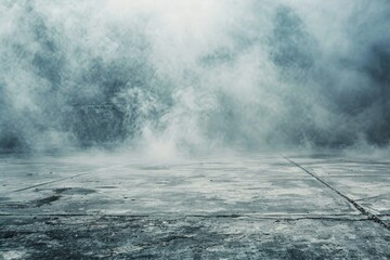 Smoke in the background with a concrete floor