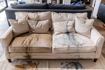 Obraz premium Sofa before and after cleaning