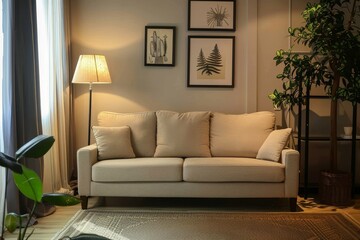 Fototapeta premium Sofa lamp rack in living room